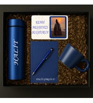 Kişiye Özel isimli defter kalem fincan fotoğraf  Lacivert set (Lacivert)