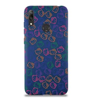 Huawei Y7 2019 Uyumlu Lansman Kılıf Hello Kitty Tasarımlı İçi Kadife Kapak-Lacivert (Şeffaf)