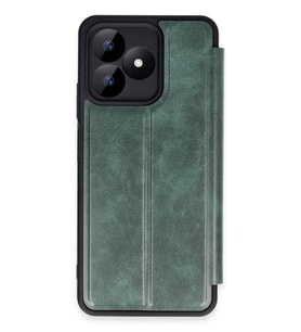 Realme Note 50 4G Kılıf Flip Cover - Koyu Yeşil