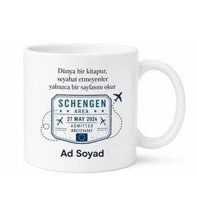 Vize Danışmanına Hediye Schengen Pasaport Esprili Seyahat Temalı Kupa Bardak