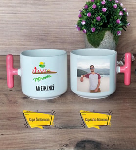 Ziraat Mühendisi Kupa Bardak Fotoğraflı T Pembe Kulplu Mühendisler Günü Hediyesi