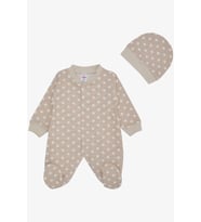 Breeze Erkek Bebek Patikli Tulum Çizgili Puantiye Desenli 0-6 Ay, Bej