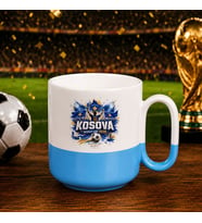 BK Gift Kosova Taraftar Temalı Dünya Futbol Kupası Tasarımlı Mavi Joyful Kupa Bardak-5