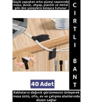 Montanjsız Masa Üstü Ev Ofis Kablo Karışıklık Düzenleyici Şık Kendinden Yapışkanlı Cırt Bant 40 Adet