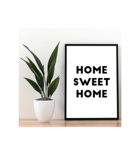 Home Sweet Home Yazılı Siyah Çerçeveli Mdf Duvar Tablosu