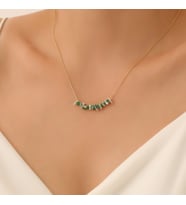 925 Ayar Gümüş Değerli ve Doğal Aventerin Taşlı Kolye (Altın)