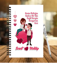 Sevgililer Gününe Özel  Ahşap Defter Kalem Hediye Seti 33
