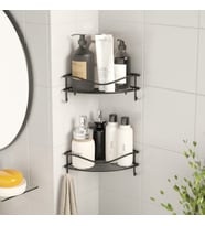 TEKNOTEL YAPIŞKANLI KANCALI 2 ADET BANYO KÖŞE RAFI MAT SİYAH ST250