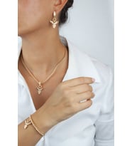 Baget Zirkon Taşlı Anka Kuş Figür Kolye Bileklik Küpe Üçlü Set