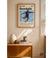 Dembele Futbol Posteri, Ahşap Çerçeveli Duvar Tablosu - Spor Severlere Hediye