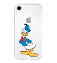 Apple iPhone XR Uyumlu Kapak Donald Duck Tasarımlı Şeffaf Silikon Kılıf