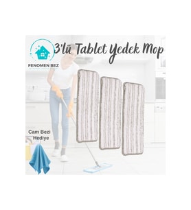 3'lü Mikro Tüylü Kare Tablet Mop Yedeği Seti