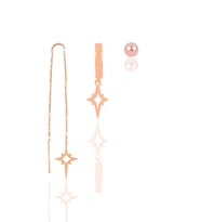 Gümüş rose kutup yıldızı kombin üçlü küpe seti  SGTL11380ROSE