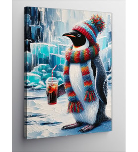 Kanvas Tablo Atkılı Penguen