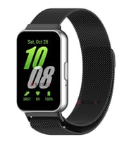Sneezy Samsung Galaxy Fit 3 İle Uyumlu Woven Wire Tasarım Metal Hasır Kordon (Siyah)