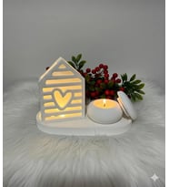 BY Fİİ HOME MODERN DEKORATİF MUMLU SET KOKULU YIKANILABİLEN TAŞ TOZU (Parlak Beyaz)