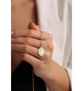 Kişiye Özel 925 Ayar Gümüş Minimal Alev Figürlü Kolye (Gold)