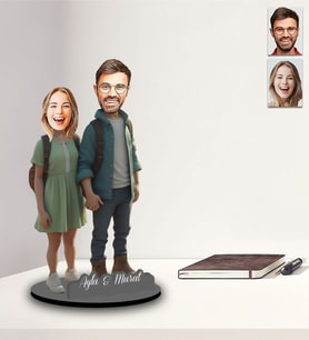 Kişiye Özel Sevgili Tasarımlı Karikatür İki Katmanlı Ahşap Biblo Model-37
