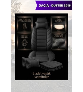 dacia duster 2016 Koltuk ve Kılıf uyumlu Siyah Minder Yastık Lüks 2 Minder 2 Yastık