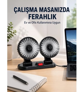 Northcity Çift Başlıklı Masaüstü Vantilatör - Hava Akışını Kişiselleştirin, Ev ve Araçta Pratik Serinlik