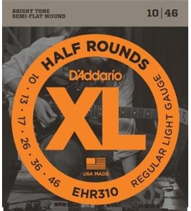 D'Addario EHR310 Half Rounds Elektro Gitar Tel Seti - 10-46 Regular Light (Profesyonel) Pürüzsüz Cilalı Yüzey, Paslanmaz Çelik Dayanıklılığı ve Dengeli Ton