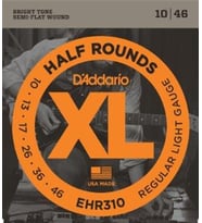 D'Addario EHR310 Half Rounds Elektro Gitar Tel Seti - 10-46 Regular Light (Profesyonel) Pürüzsüz Cilalı Yüzey, Paslanmaz Çelik Dayanıklılığı ve Dengeli Ton
