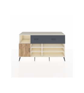 Kronos Konsol 6 Raflı 2 Çekmeceli Tek Kapaklı  176x59x99 Aytaşı-Çam/Antrasit