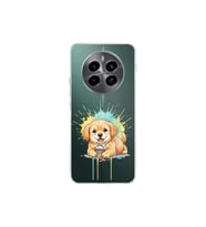 Realme 12 4G ile Uyumlu Splash Köpek Tasarımlı Şeffaf Silikon Kılıf