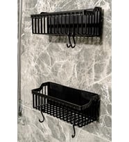 2 Li Plastik Yapışkanlı Askılı Mutfak- Banyo Rafı Düzenleyici Duş Şampuanlık