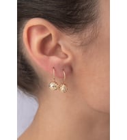 14 Ayar Altın Kristal Midi Top Küpe (Rose)