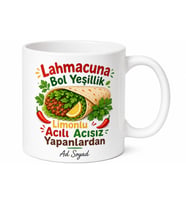 Lahmacuncuya Bol Yeşillik Limonlu Acılı Acısız Yapanlara Kupa Bardak Hediye