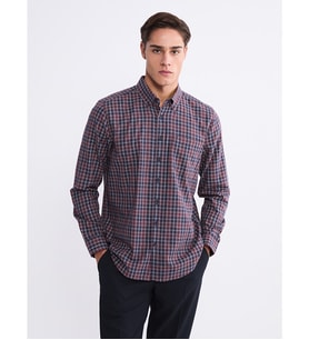 LCWAIKIKI Classic Bordo Regular Fit Uzun Kollu Ekose Erkek Gömlek