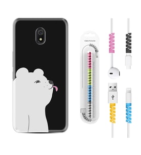 Xiaomi Redmi 8A 8 Pro 9C 9T 10C 11T Pro Kılıf Kablo Koruma Spiral Silikon Panda Sevimli 1738