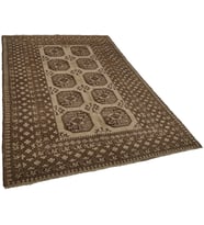 Kahverengi Halı Etnik Stil Geometrik Motifli El Dokuma Pamuk Yün Karışımı Doğal Dokulu Salon Halısı