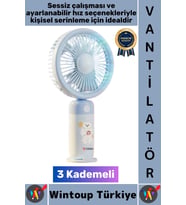 #Vantilatör Kompakt Sessiz Yoğun Üfleme Stantlı 3 Kademeli Şarjlı Mini El Masa Üstü Fanı Vantilatör