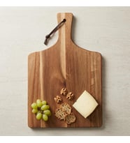Deri Asma İpli Akasya Ahşap Sunum Tahtası, 40 × 28 × 1,5 cm, 25 cm Gövde Yüksekliği, Saplı Dikdörtgen Servis Tabağı, Peynir ve Atıştırmalık Sunumu, 1 Adet