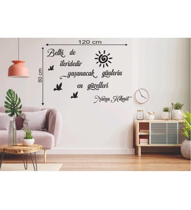 Leylaser  120*80 cm  Belki de İlerdedir Yaşanacak Günlerin En Güzeli Ahşap Duvar Yazısı