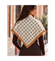 Tarzını Seç Desenli Dantel Oya Kesim Fular / Bandana 70 x 70 cm - Taba Dört