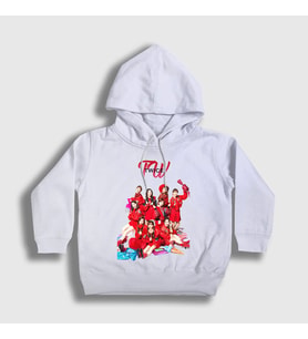 Presmono Unisex Çocuk Beyaz Poster K-Pop Twice Kapüşonlu Sweatshirt 281362tt