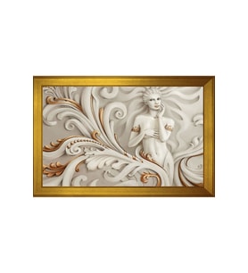 Kadın Motifli Kanvas Tablo 80 x 110 cm Gold Çerçeve