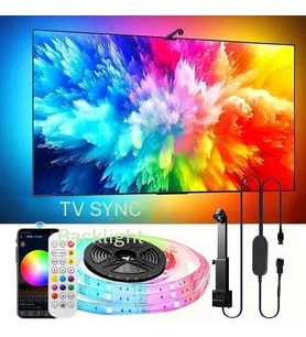 Monozone Ambiligt RGB TV Arkası Şerit Aydınlatmalı Uygulama Kumanda Kontrolü Sese Duyarlı(5metre)