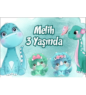 Dinozorlar Temalı Doğum Günü Afişi 35X50 cm