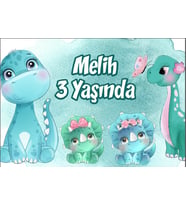 Dinozorlar Temalı Doğum Günü Afişi 35X50 cm