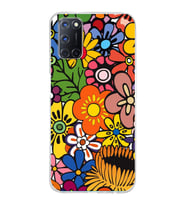 PrintiFy Oppo A92  ile Uyumlu 1mm Slim Fit Retro Renkler 2 Baskılı Şeffaf  Kılıf
