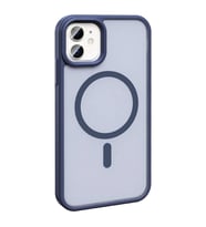 Vendas iPhone 12 Kılıf Magsafe Şarj Özellikli Mat Arka Yüzey Zore Sio Kapak (Lacivert)