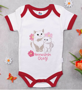 BK Kids Annesinin Çiçeği Tasarımlı Kırmızı Bebek Body Zıbın-1