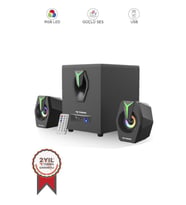 Torima D38 Siyah Bluetooth Hoparlör 2in1 Subwoofer RGB Işıklı Bilgisayar Hoparlörü Speaker