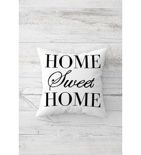 Home Sweet Home Çift Tarafı Baskılı Gizli Fermuarlı Yastık Kılıfı Kırlent Koltuk Yastık Kılıfı (Siyah)