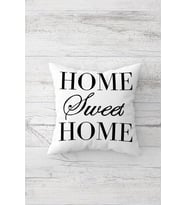 Home Sweet Home Çift Tarafı Baskılı Gizli Fermuarlı Yastık Kılıfı Kırlent Koltuk Yastık Kılıfı (Siyah)