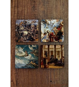 Doğal Taş Bardak Altlığı 4'lü Set 10x10x1 Cm - Mitoloji Stone Coasters